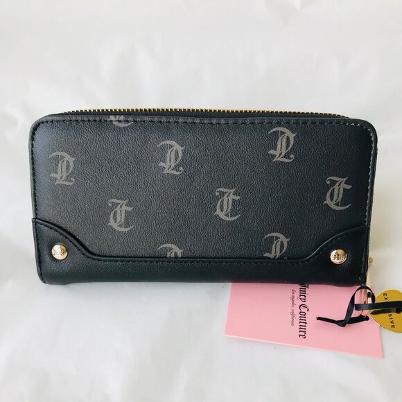 JUICY COUTURE  Y2Cute Large Zip Around Exterior  pocket  Liquorice - Picture 2 of 7